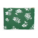 Back View Small of Inky Floral Zip Pouch in Tennis Grass Green