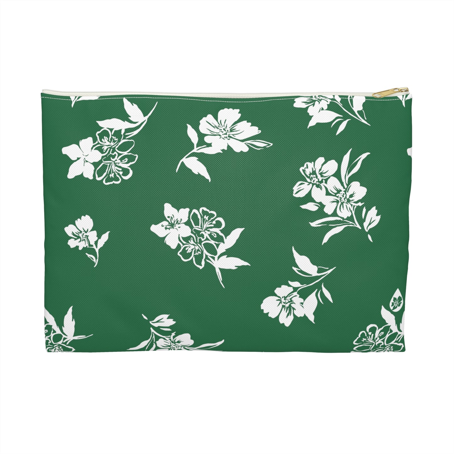 Back View Small of Inky Floral Zip Pouch in Tennis Grass Green