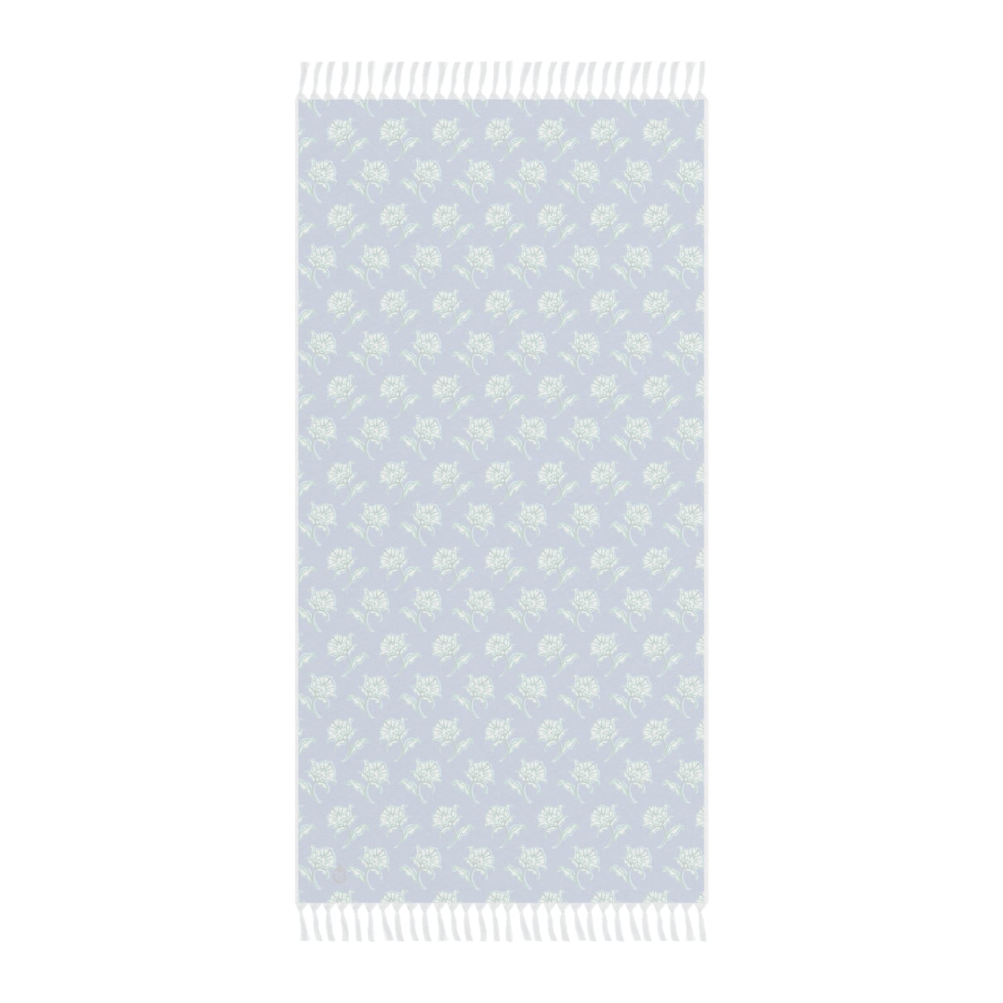 Back View of Watercolor Woodblock Beach Towel in Cloudless Color Option