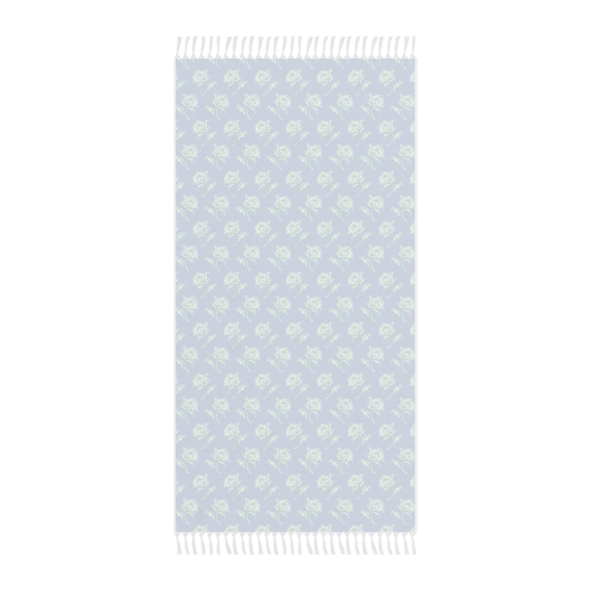 Back View of Watercolor Woodblock Beach Towel in Cloudless Color Option