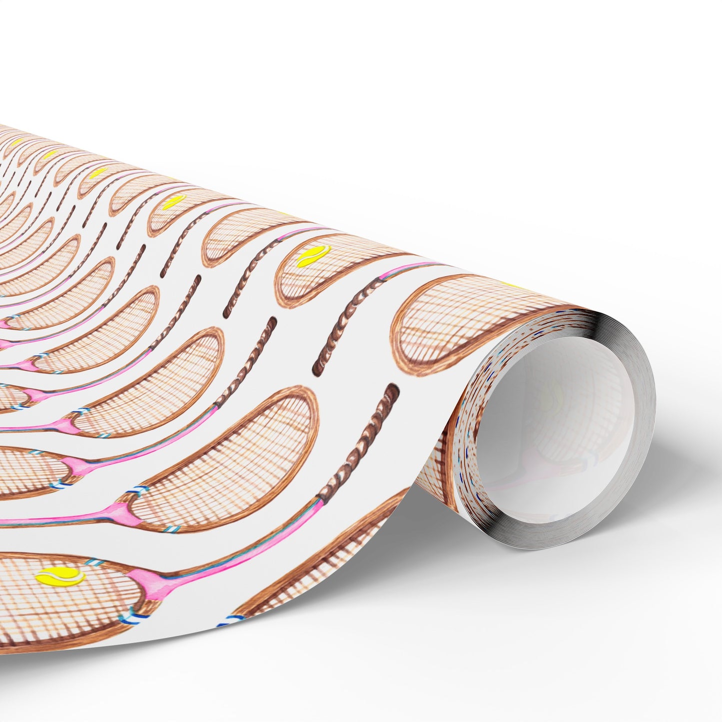 Topspin Tennis Wrapping Paper Roll of paper slightly unrolled in Peony Pink Color Choice