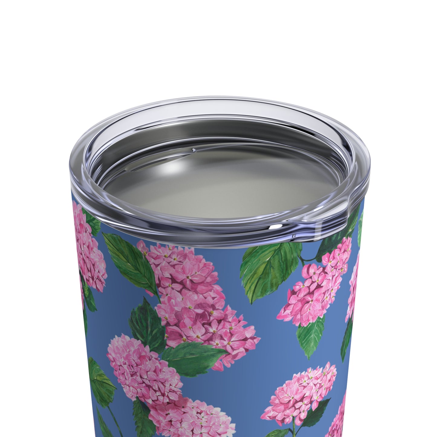 Hydrangea Tumbler in Cloudless Clear Lid Top View