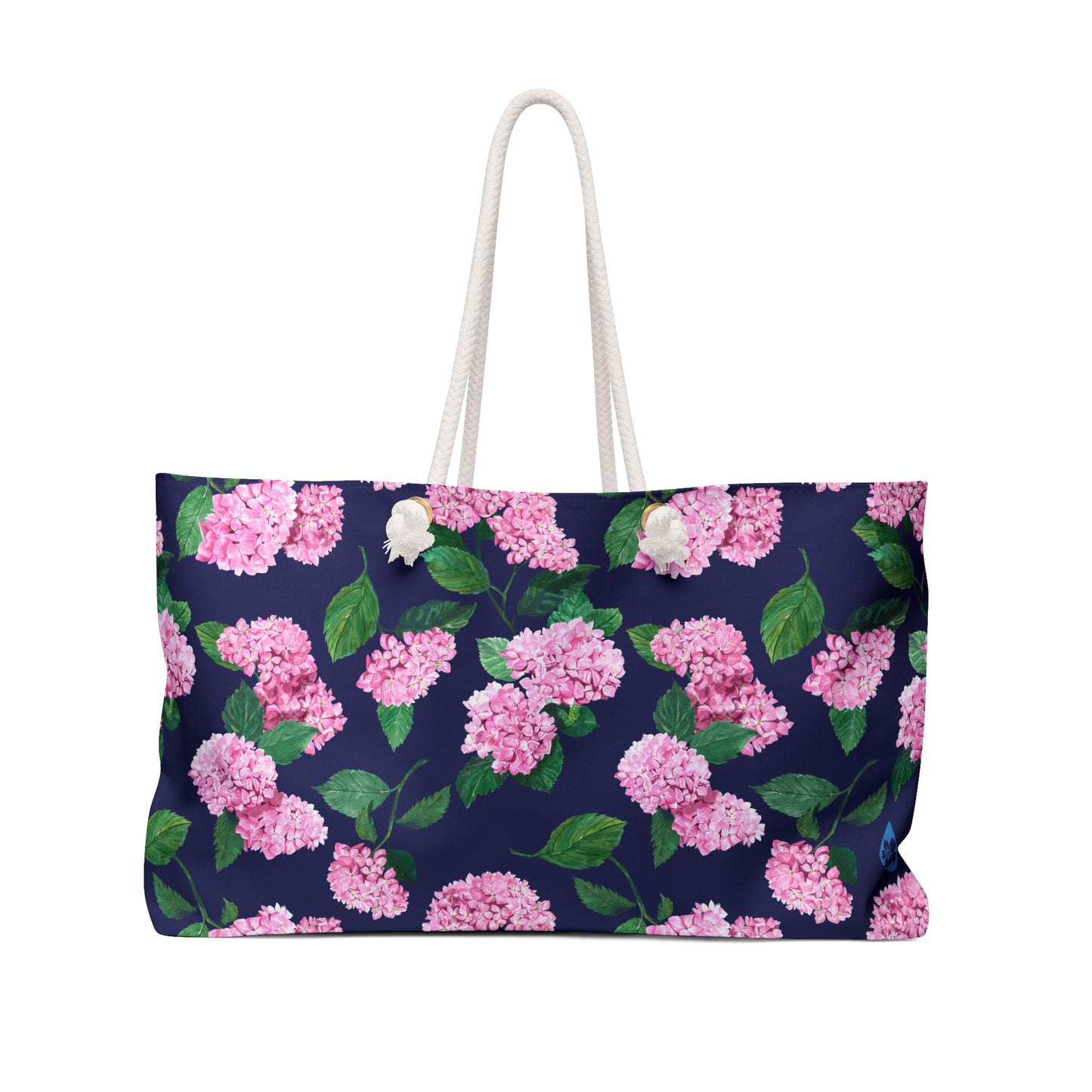 Hydrangea patterned Beach Weekender Bag Profile View