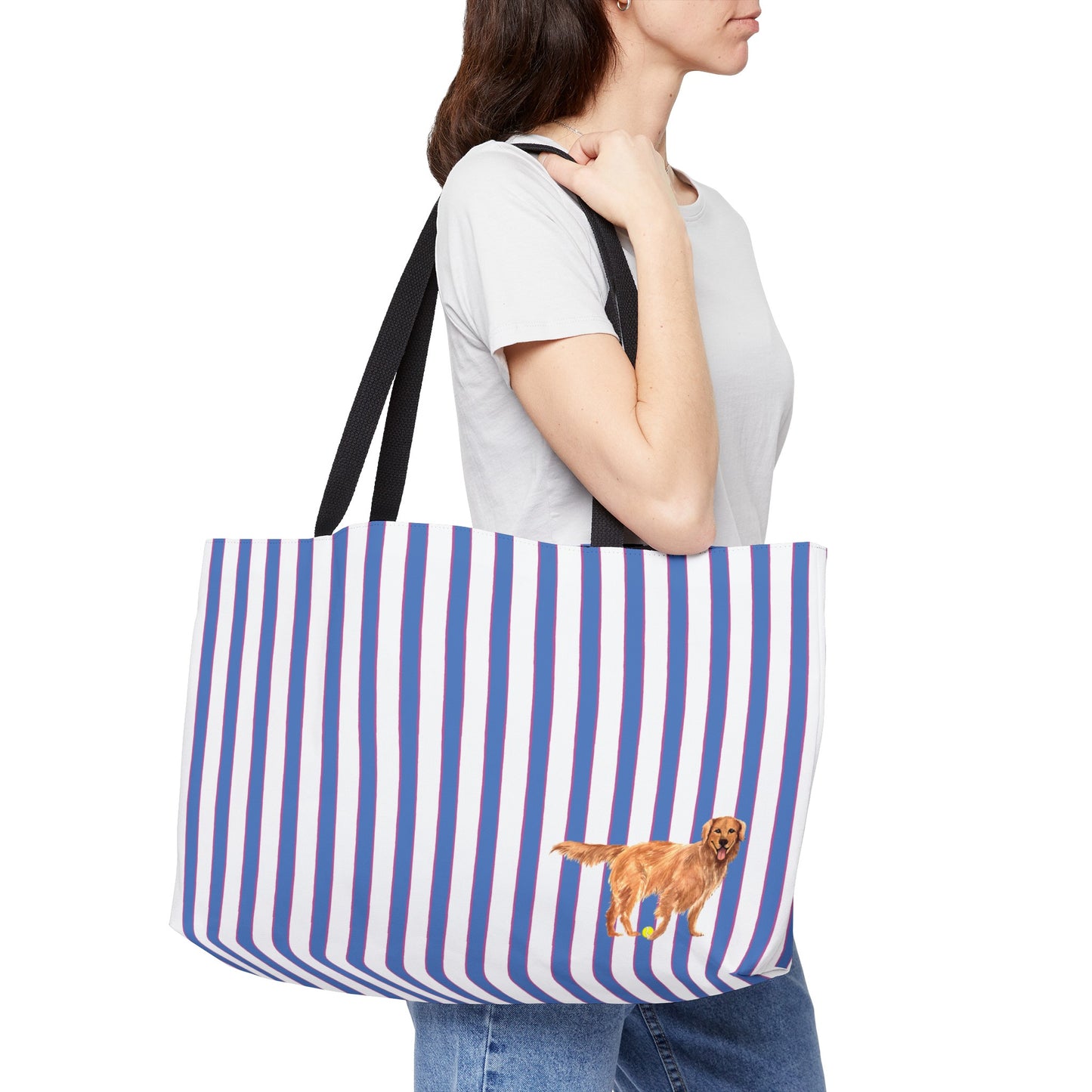 'GOOD DOG' Prep Stripe Weekender Tote Bag