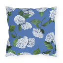 Hydrangea Patterned Outdoor Pillow in Cloudless