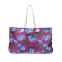Hydrangea patterned Beach Weekender Bag Profile View