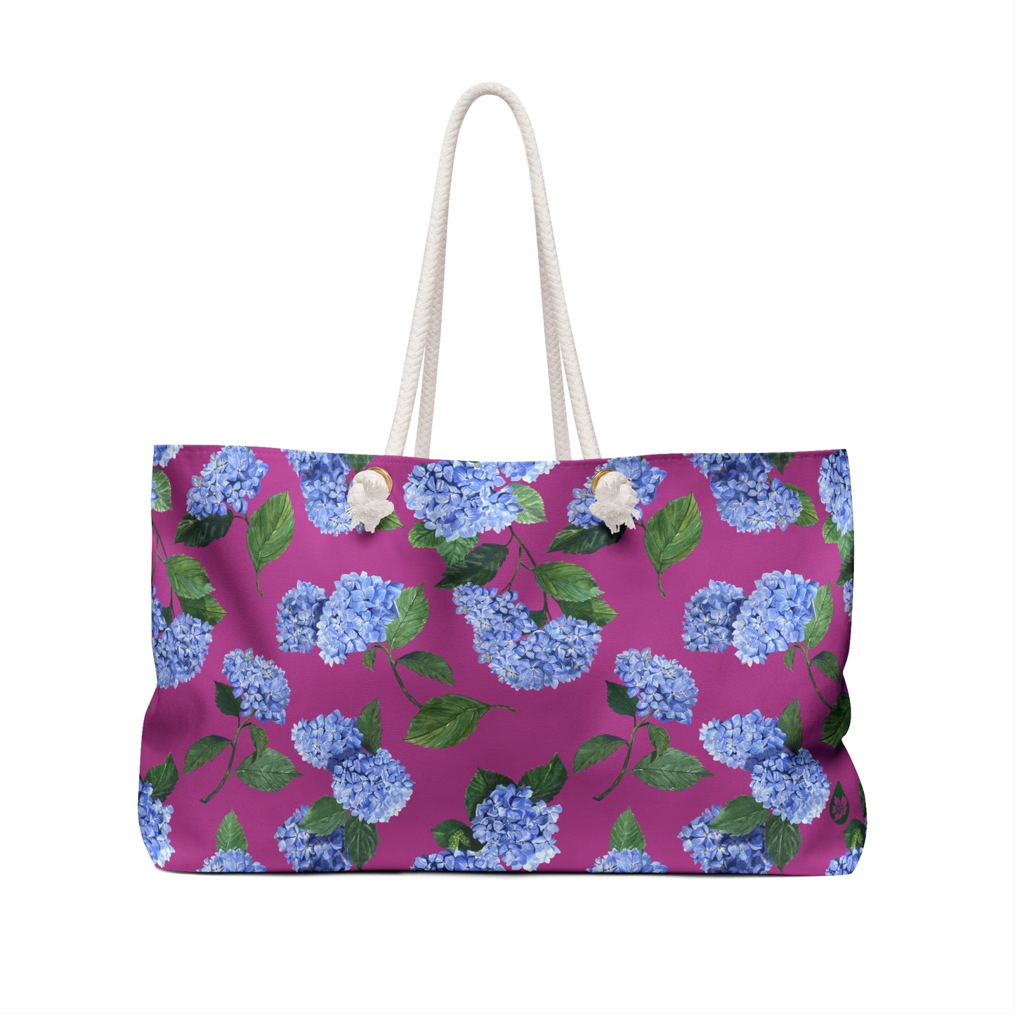 Hydrangea patterned Beach Weekender Bag Profile View
