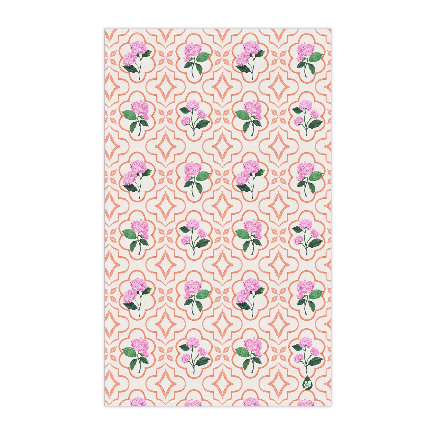 Garden Trellis Kitchen Towel Front Flat View in Sherbert Orange Colorway
