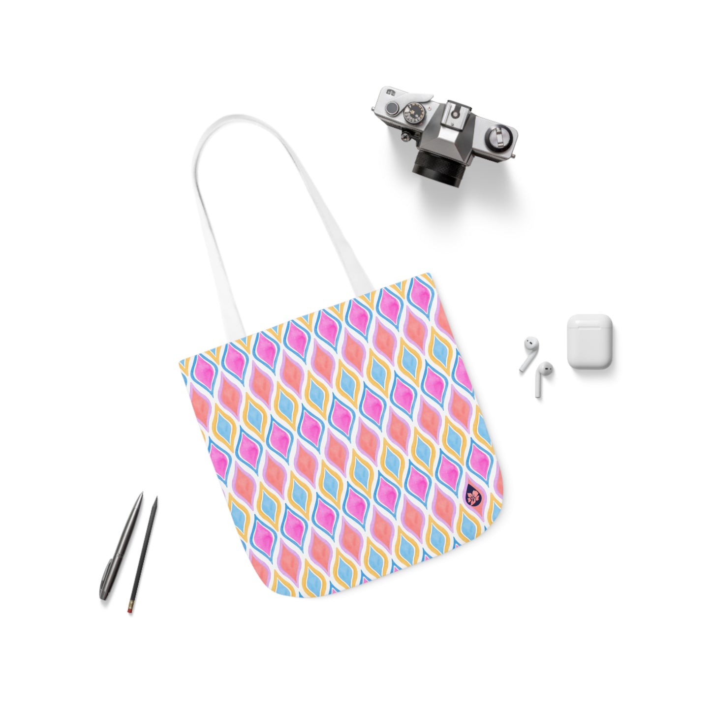 Painted Geo Canvas Tote Bag