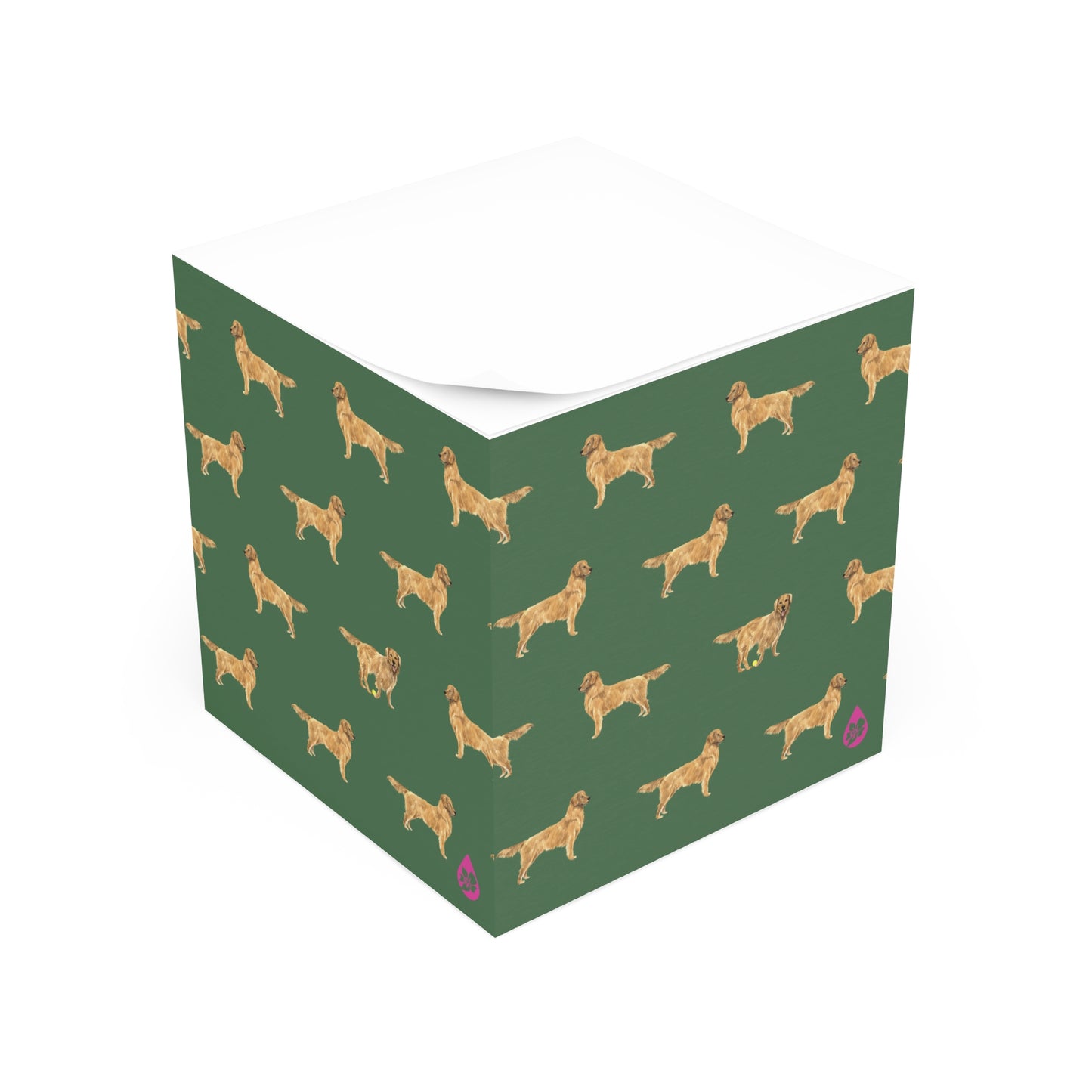 Good Dog Sticky Note Cube Side View in Tennis Grass Green