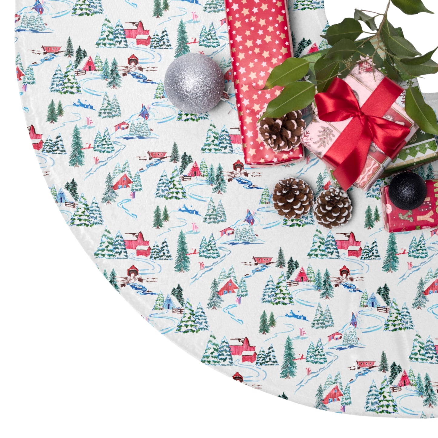Ski Chalet Holiday Tree Skirt