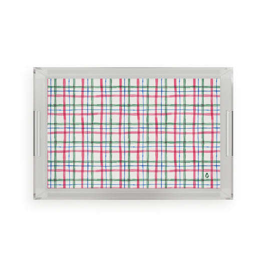 Alpine Plaid Lucite Serving Tray