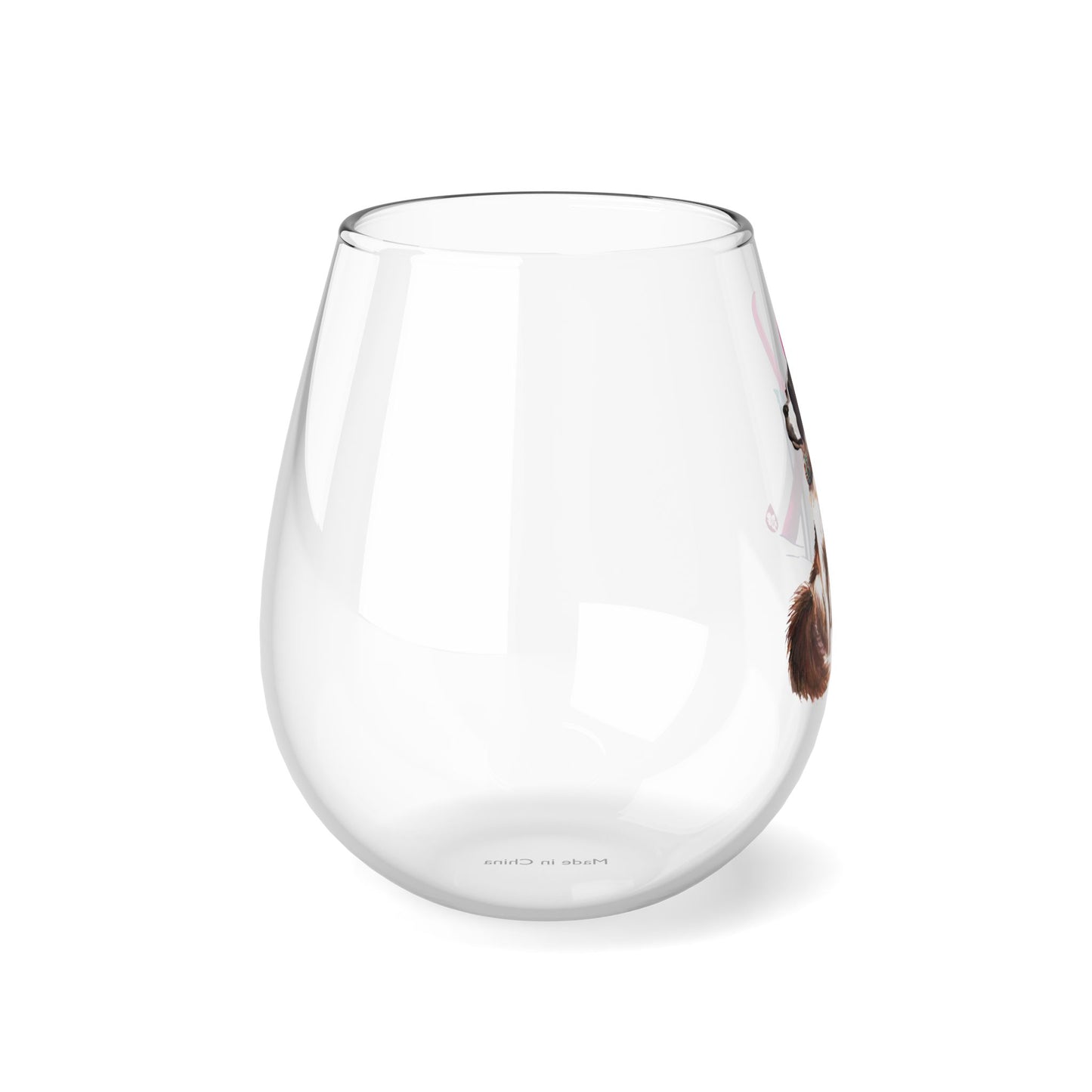 Snow Dog Stemless Wine Glass