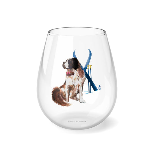 Snow Dog Stemless Wine Glass