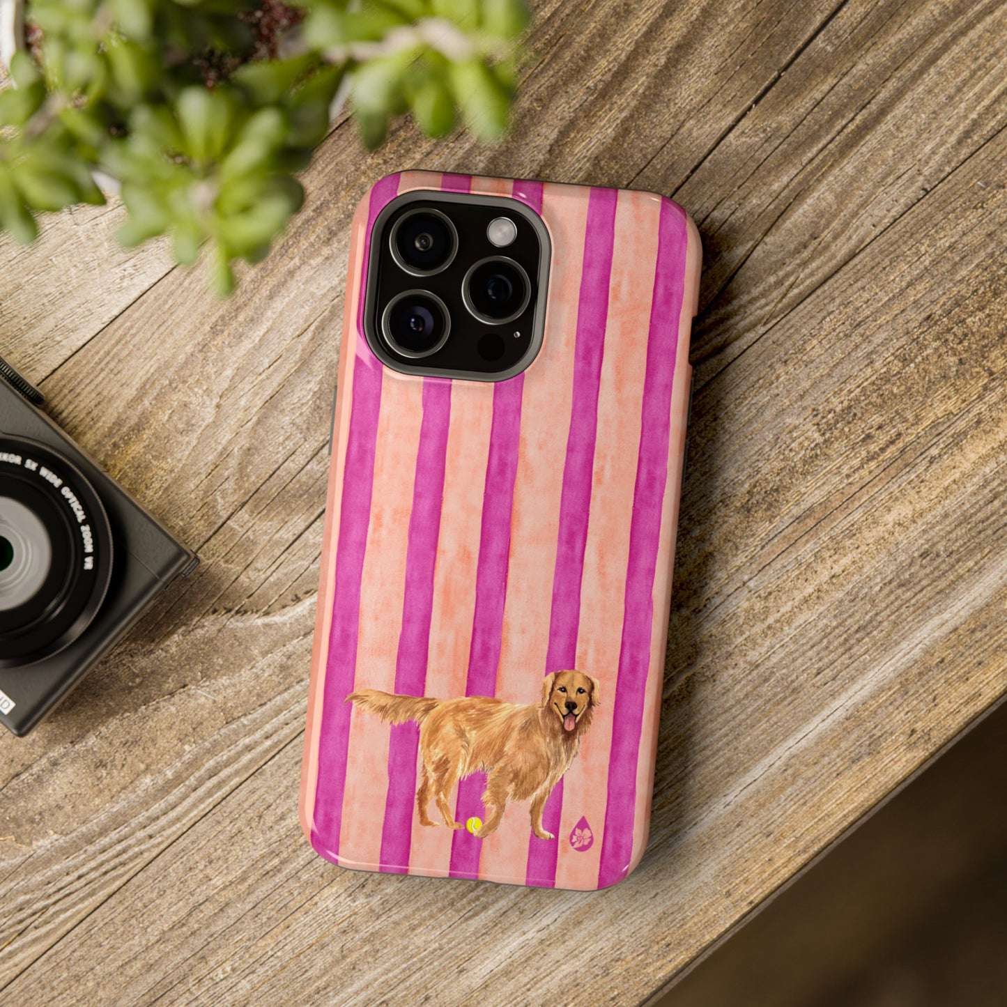 Good Dog Peony and Orange Striped Phone Case Iphone 15 Pro Max
