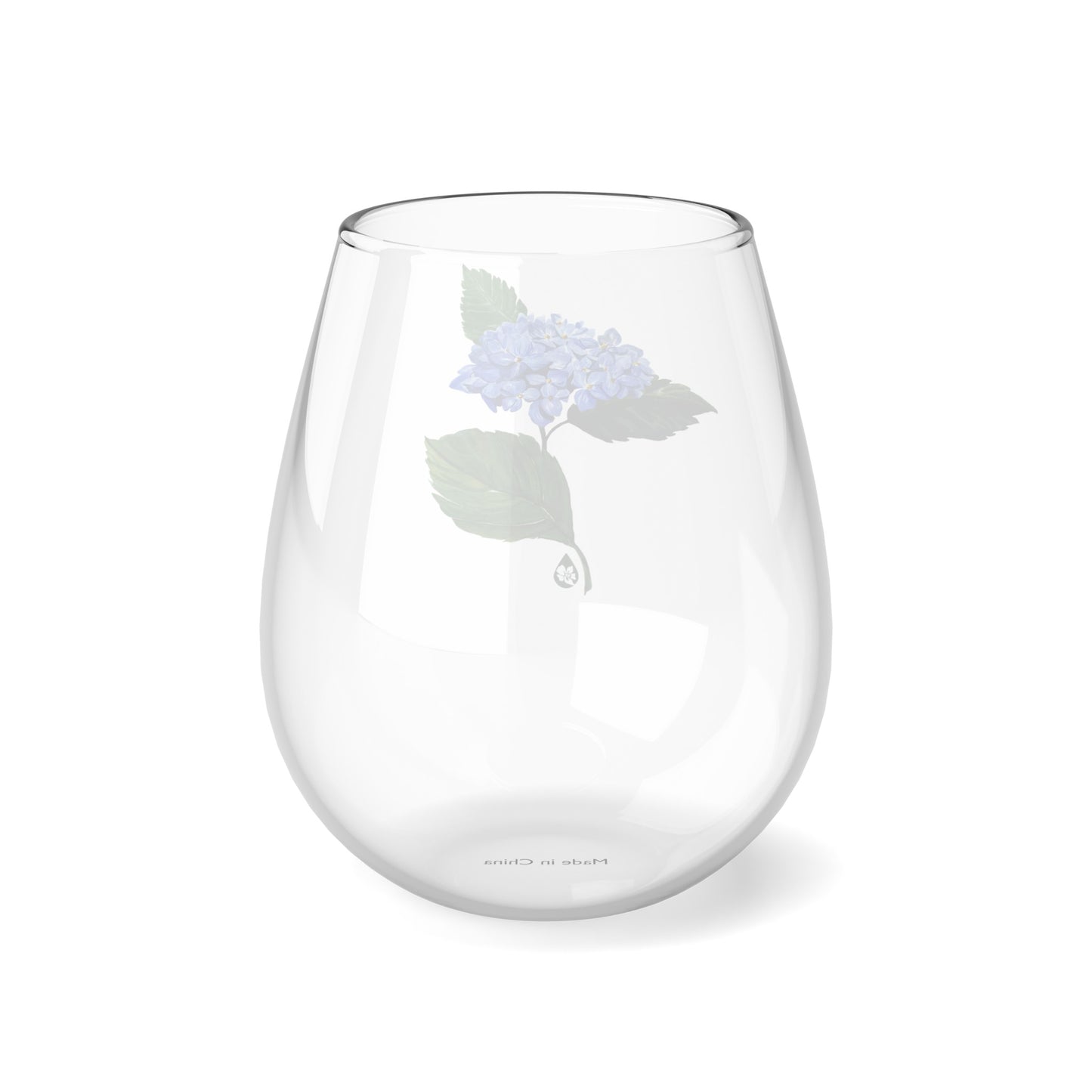 Botanical Hydrangea Stemless Wine Glass