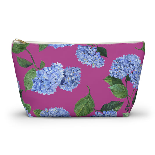 Hydrangea T-Bottom Travel Pouch in Peony Pink