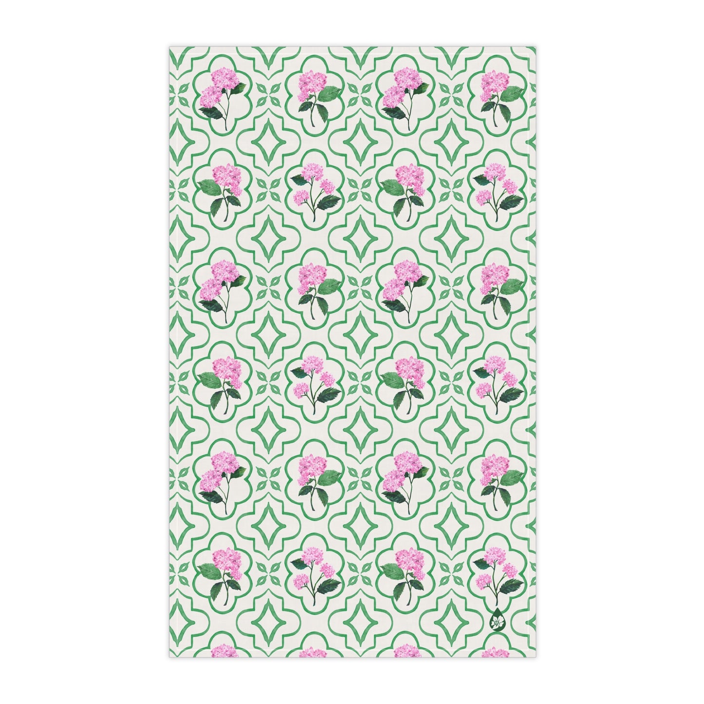 Garden Trellis Kitchen Towel Flat view in Tennis Grass Green Colorway