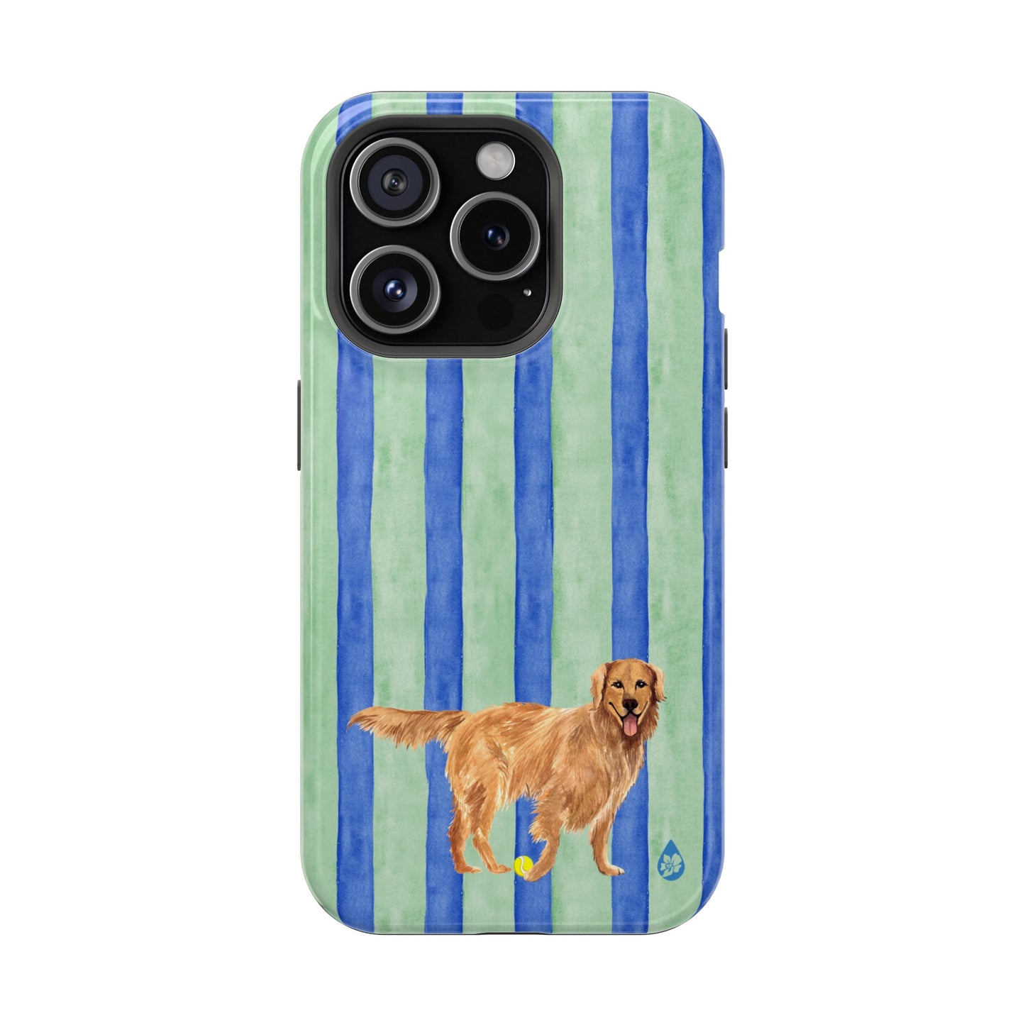 Good Dog Green and Blue Striped Phone Case Iphone 15 Pro