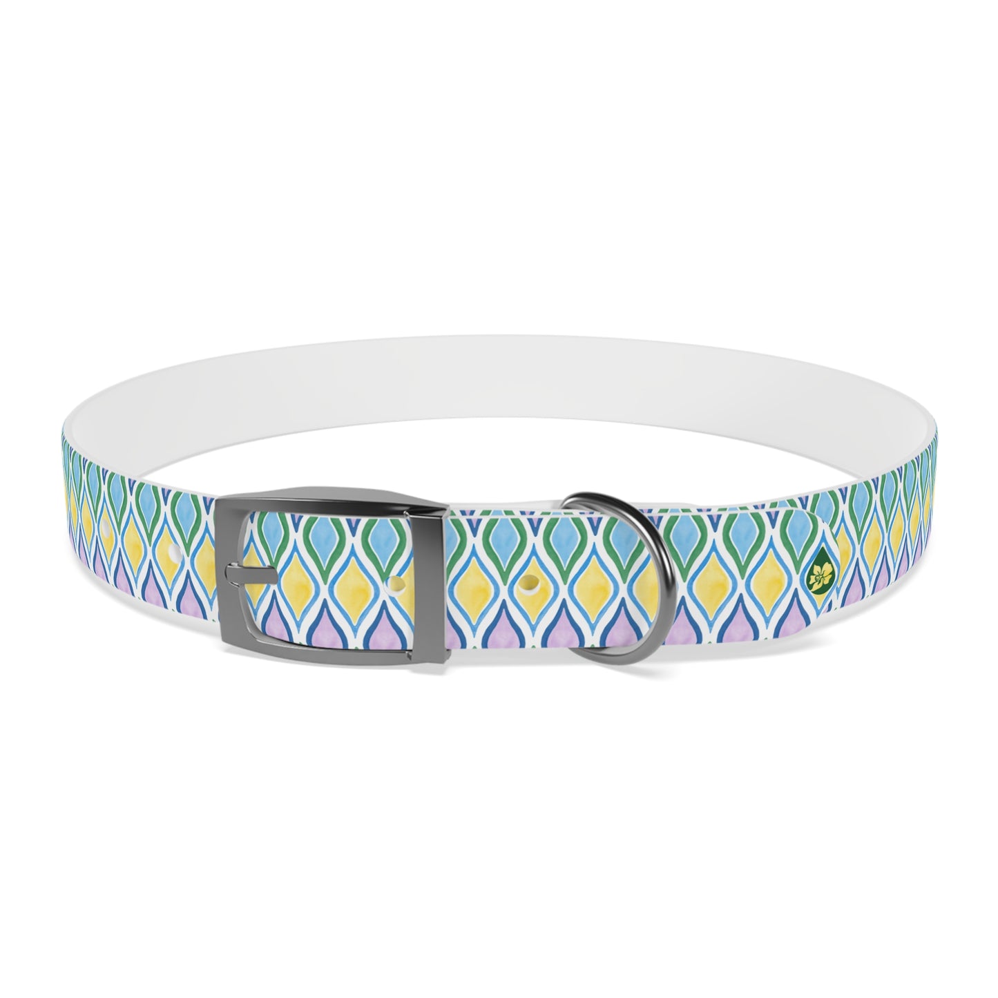 XL Painted Geo Pattered Dog Collar SIlver Buckle