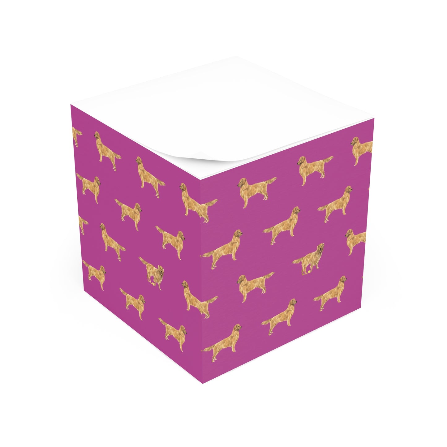 Good Dog Sticky Note Cube Side View in Peony Pink