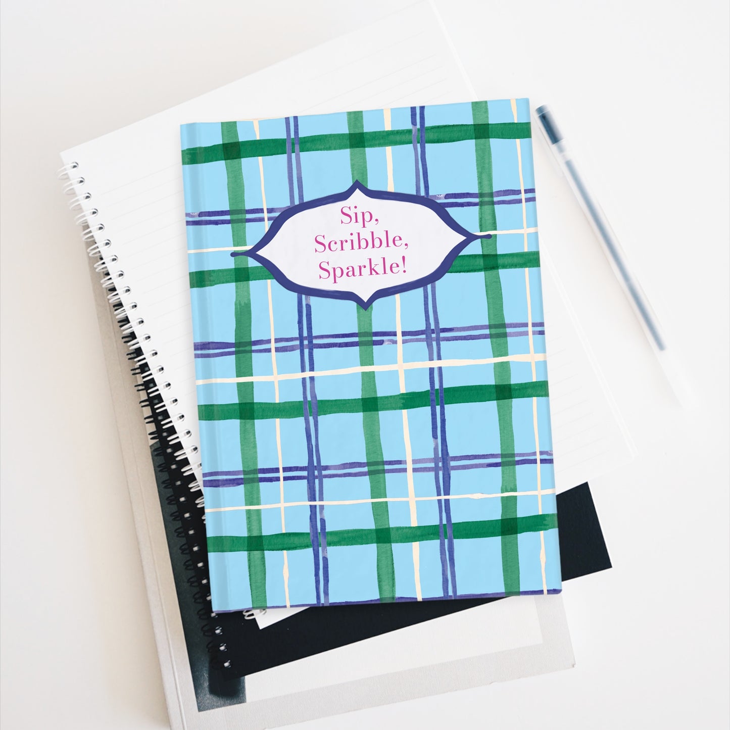 Sip, Scribble, Sparkle! Alpine Plaid Hardcover Journal