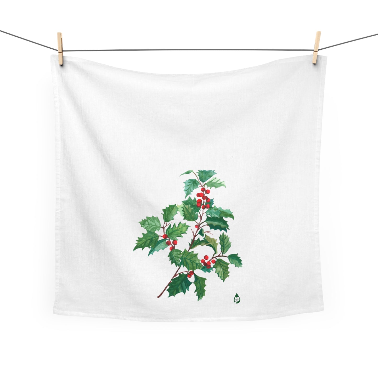 Winter Holly Tea Towel
