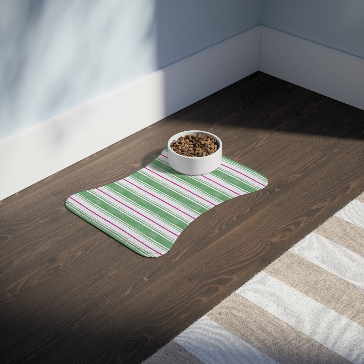 Painted Stripe Dog Bowl Mat