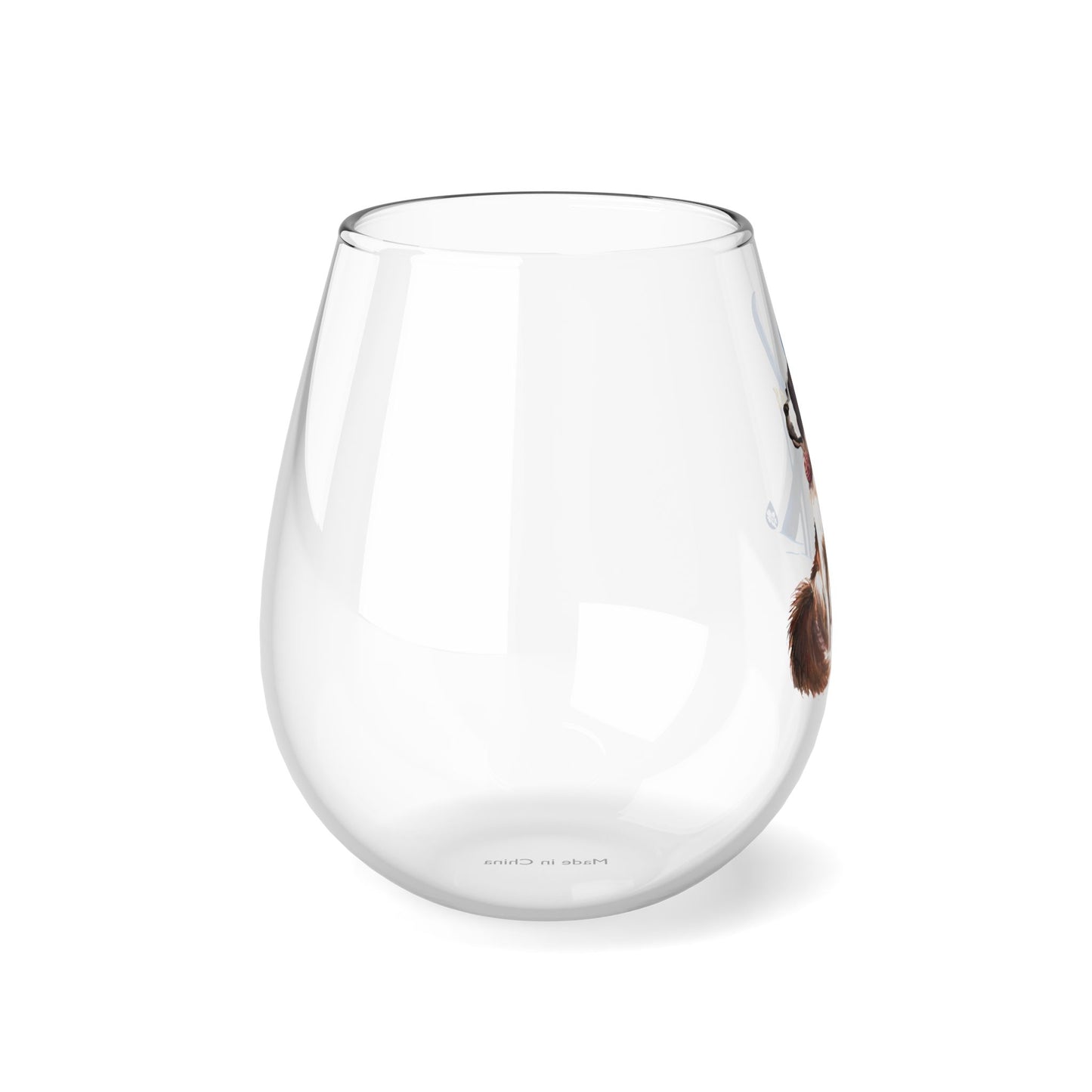 Snow Dog Stemless Wine Glass