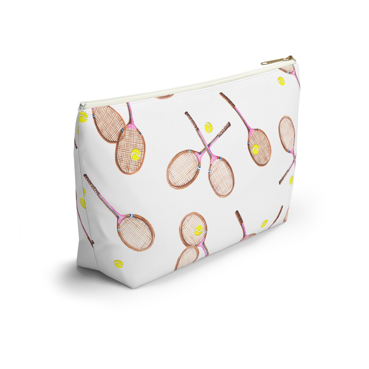 Side Front view of Match Point Tennis Travel Pouch in Peony Size Small