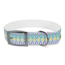 SM Painted Geo Pattered Dog Collar SIlver Buckle