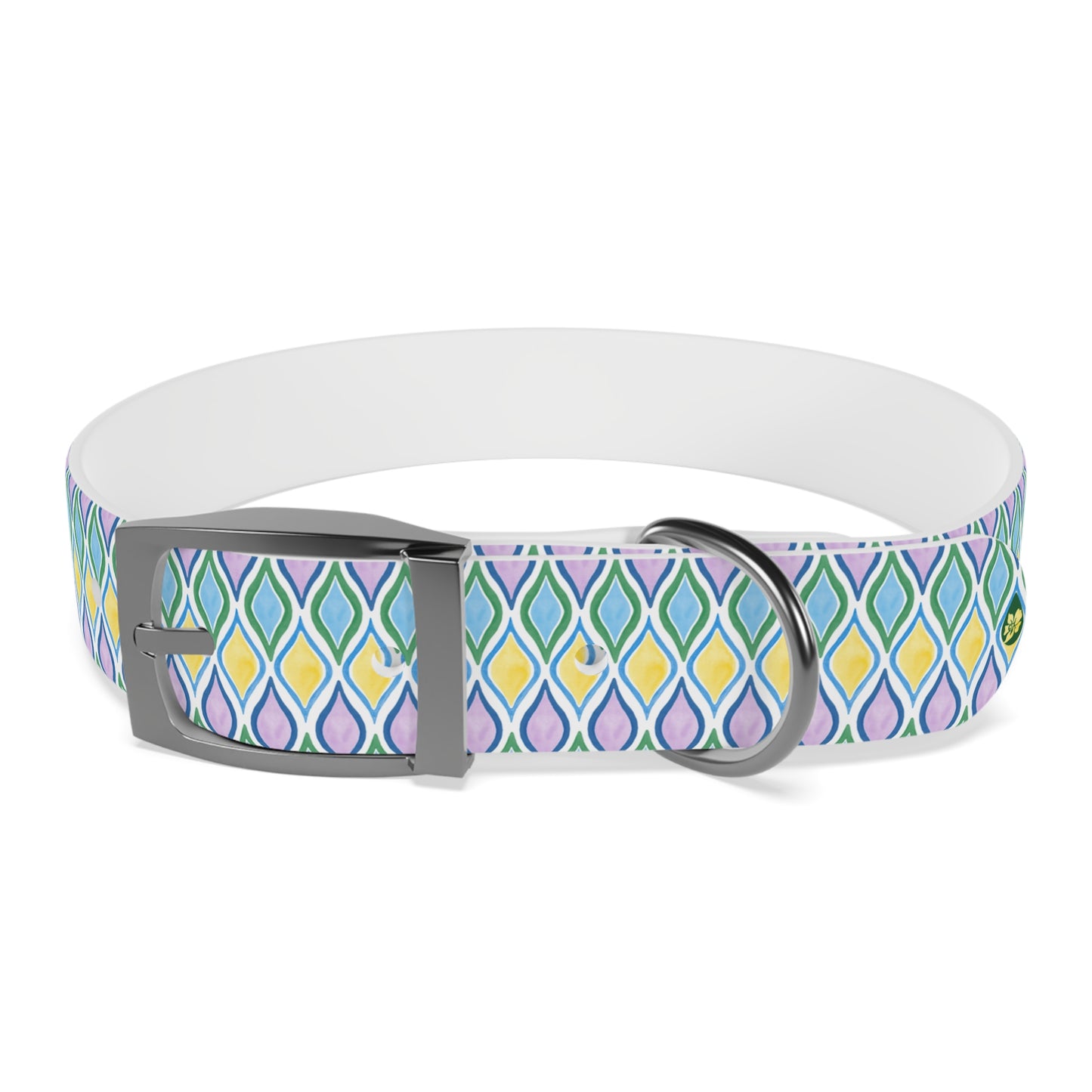 SM Painted Geo Pattered Dog Collar SIlver Buckle