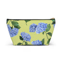 Front view of Hydrangea T-Bottom Travel Pouch in Honeydew with black zipper size small