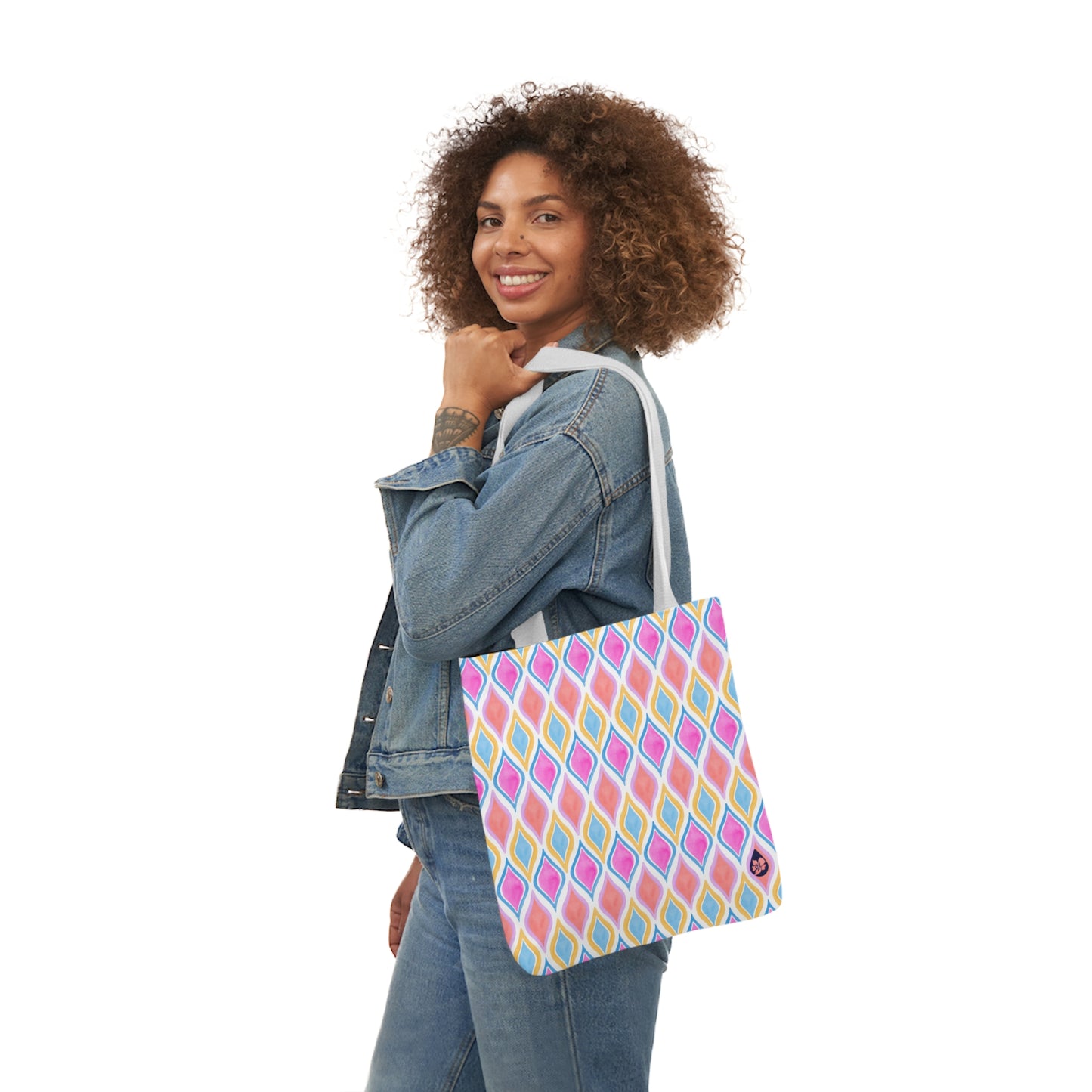 Painted Geo Canvas Tote Bag