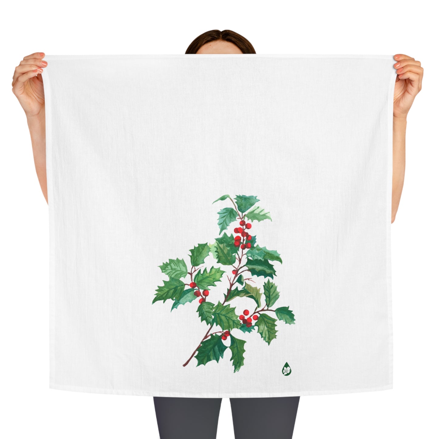Winter Holly Tea Towel