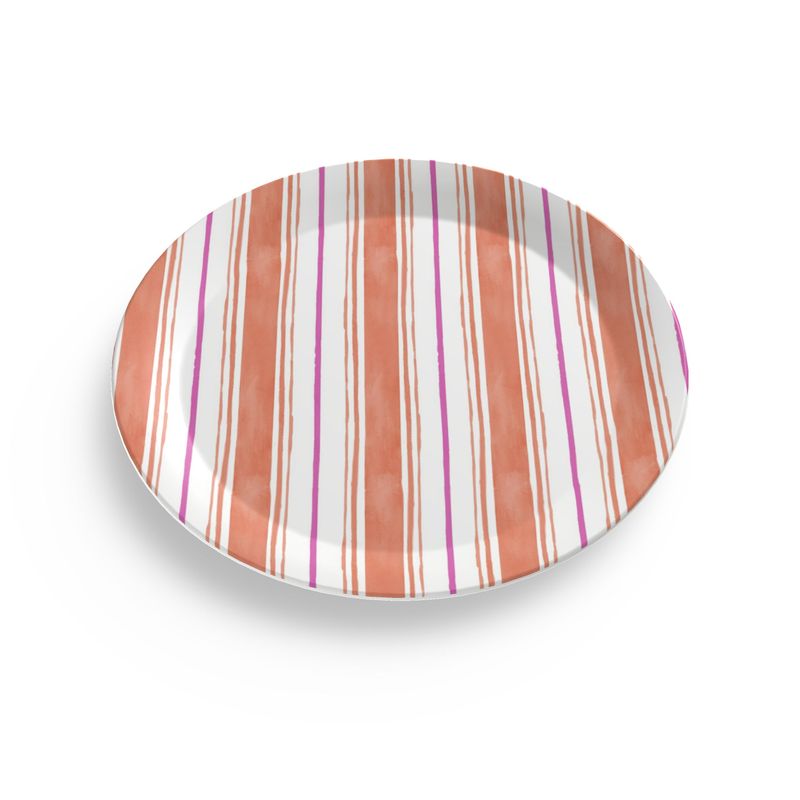 Painted Stripe Melamine Plate Set