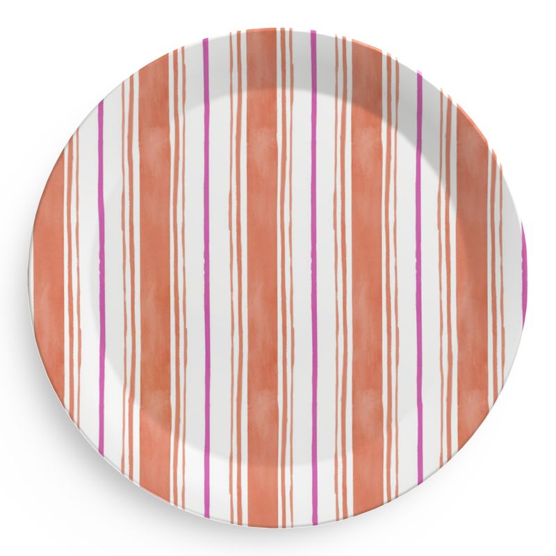 Painted Stripe Melamine Plate Set