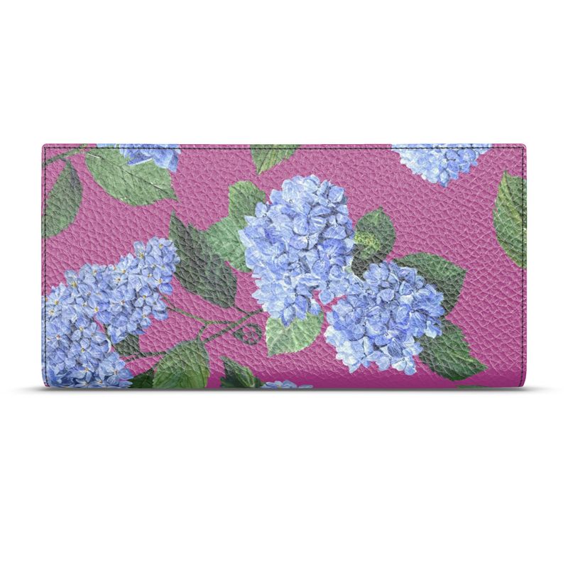 Bespoke Hydrangea Patterned Nappa Leather Travel Wallet In Peony