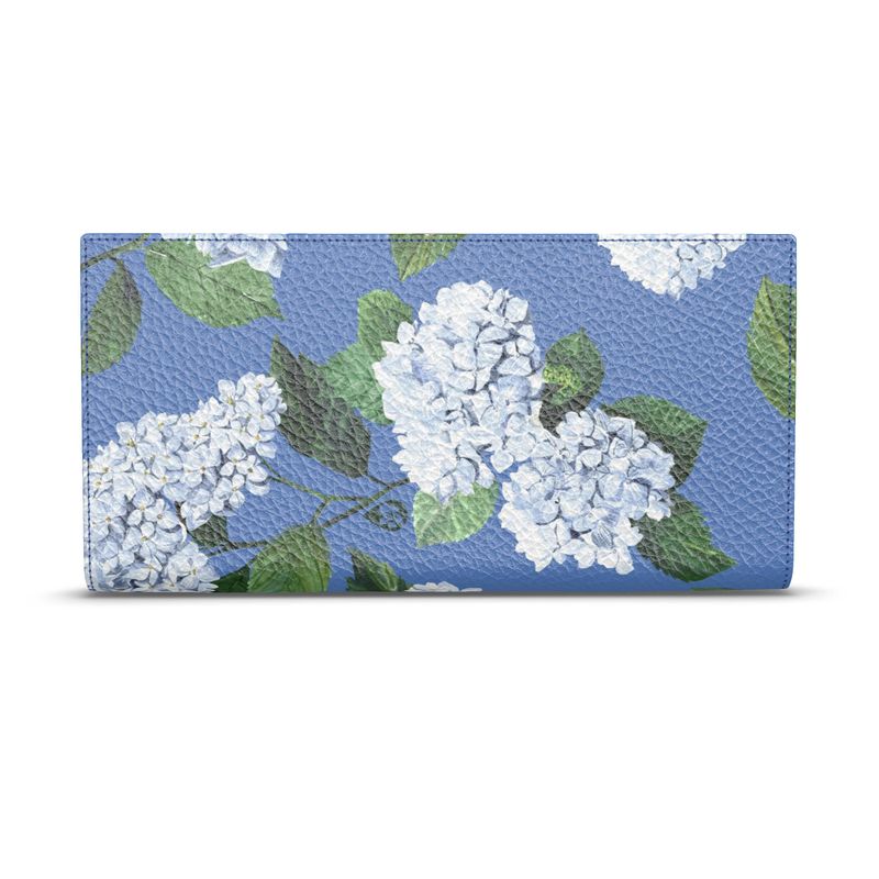 Bespoke Hydrangea Patterned Nappa Leather Travel Wallet In Cloudless Sky Blue