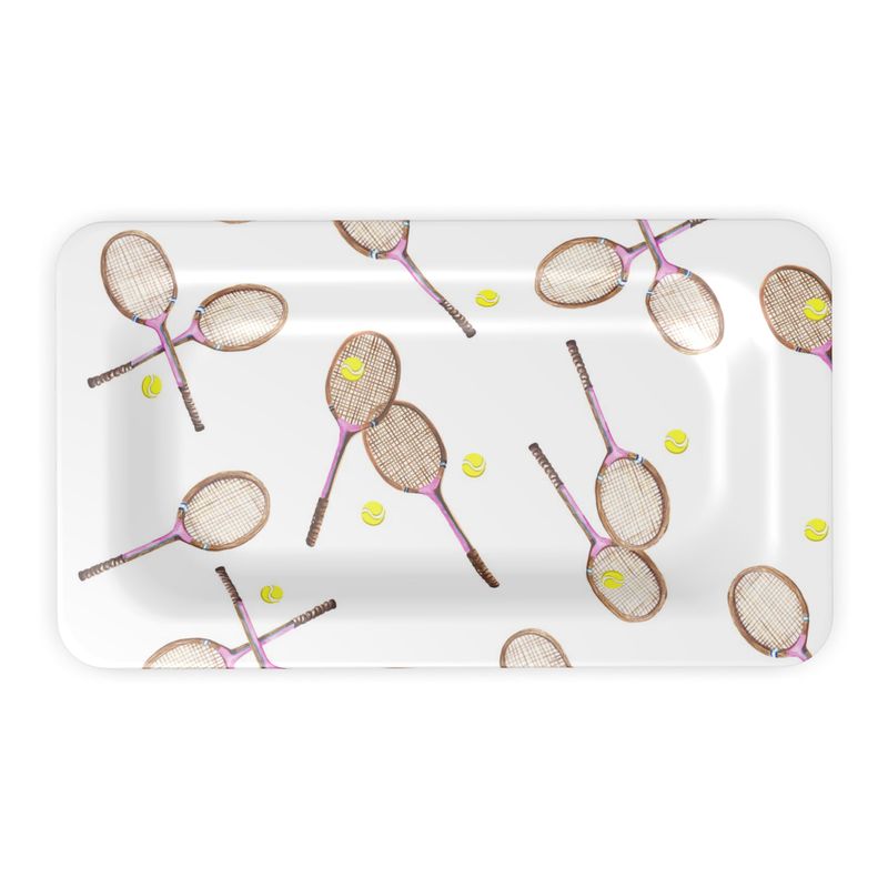 Match Point Accent Dish with Peony Tennis Racquets