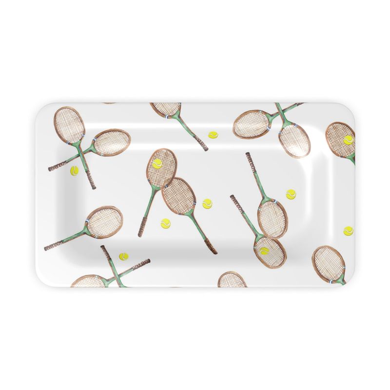 Match Point Accent Dish with Green Tennis Racquets
