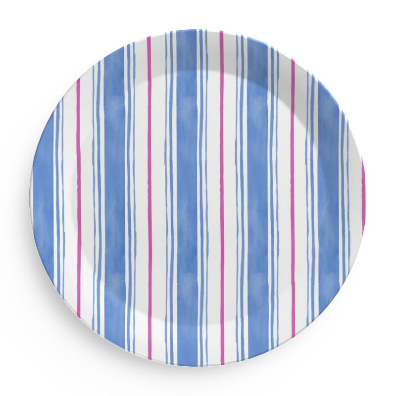 Painted Stripe Melamine Plate Set