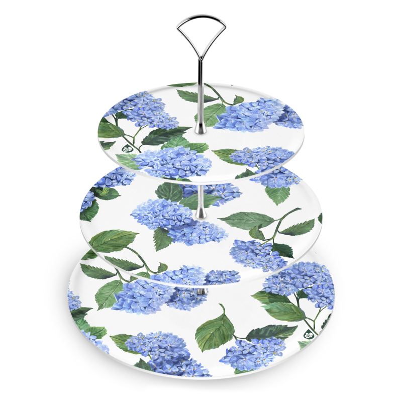 3 Tier Blue and White Something Blue Hydrangea Cake Stand