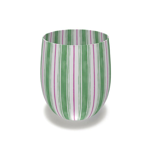 Painted Stripe Stemless Crystal Wine Glass
