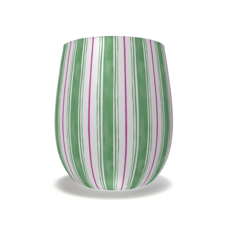 Painted Stripe Stemless Crystal Wine Glass