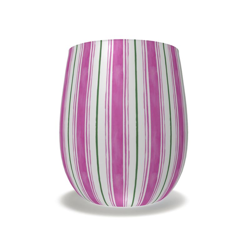 Painted Stripe Stemless Crystal Wine Glass