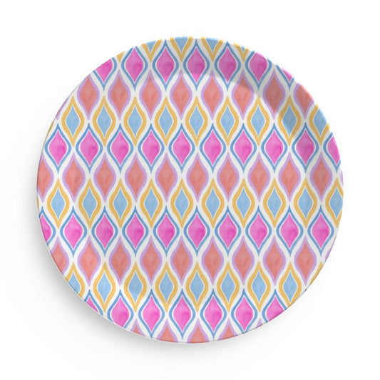 Top View of Printed melamine plate with colorful geometric print