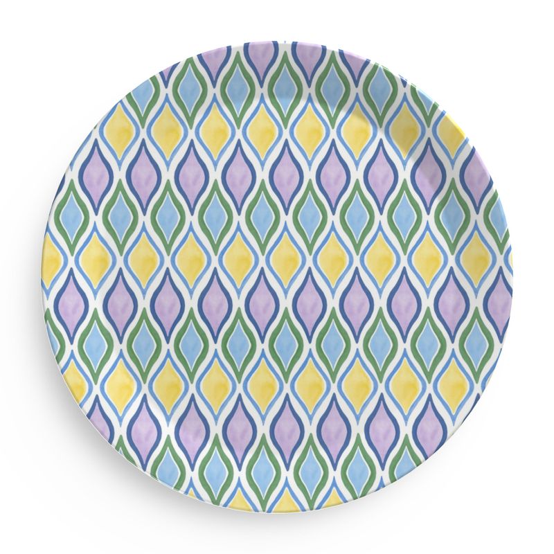 Top View of Printed melamine plate with colorful geometric print