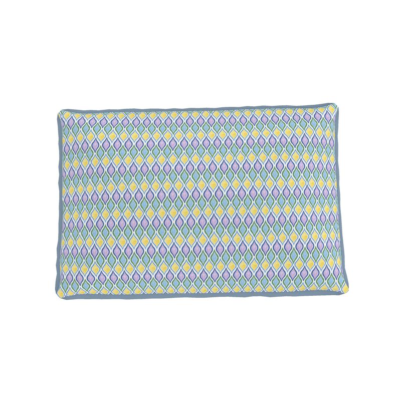Painted Geo Printed dog bed in cool color tones