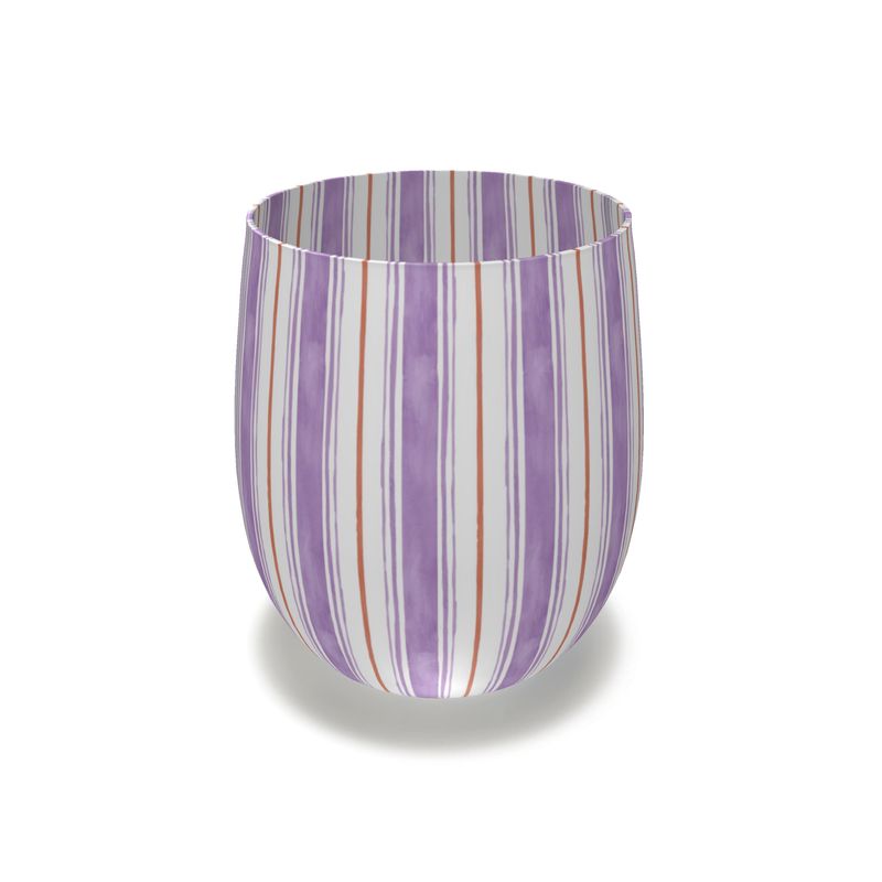 Painted Stripe Stemless Crystal Wine Glass